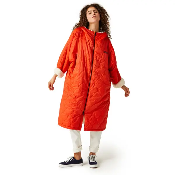 Image of Regatta Mens Quilted Changing Robe S - Chest 37-38' (94-96.5cm) Rusty Orange/Antique White RUM009-HWN-S