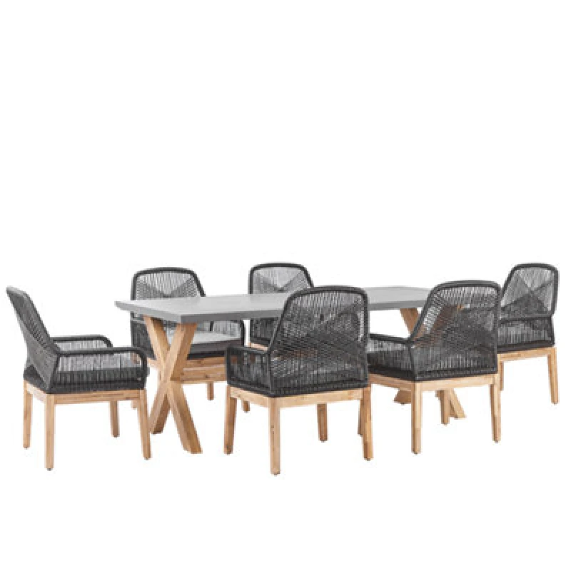 Image of Beliani Garden Dining Set 6 Seater Olbia With Cushions Concrete Black