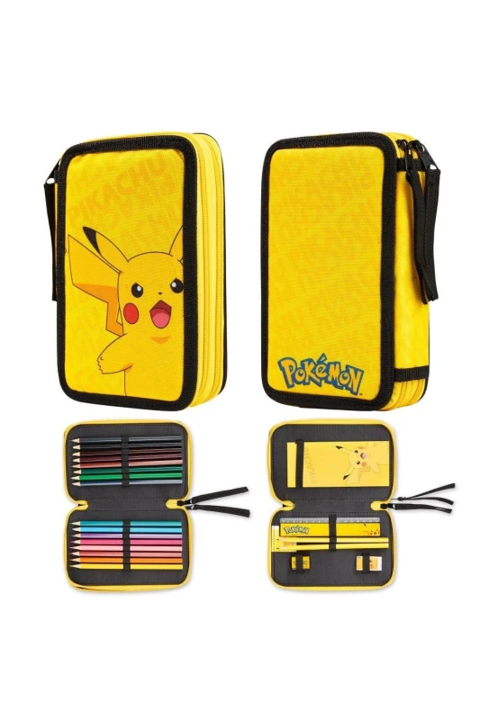 Image of Pokemon Filled Double Pencil Case Yellow