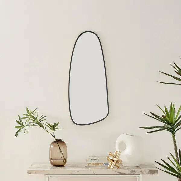 Image of FurnitureboxUK Elodie Abstract Pebble Decorative Framed Wall Mirror Black