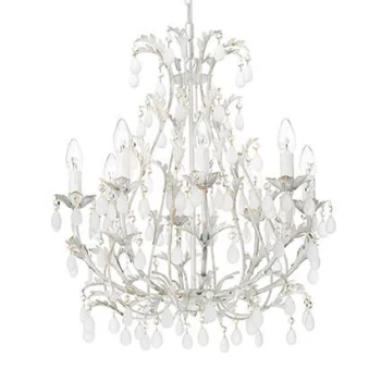 Image of Cascina 8 Light Chandelier Gold, White Finish, E14