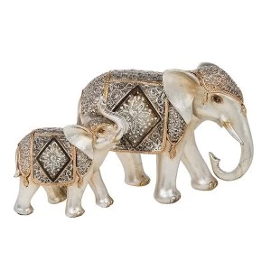 Image of Diamond Crackle Elephant Mum & Baby Ornament