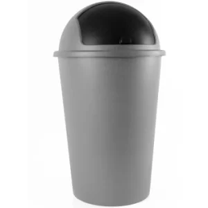 Image of Waste Bin 50L Flip Swing Push Can Rubbish Kitchen Home Plastic Lid Dustbin Trash Silver