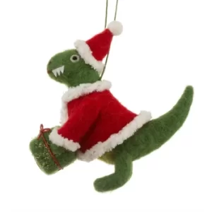 Image of Santasaurus Dinosaur Felt Hanging Decoration