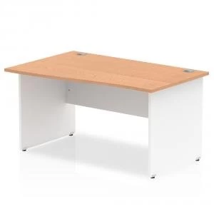 Image of Trexus Desk Wave Left Hand Panel End 1400x800mm Oak Top White Panels