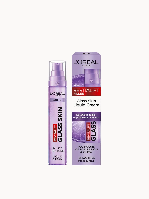 Image of L'Oreal Paris Revitalift Filler Glass Skin Liquid Cream Face Moisturiser, 50ml