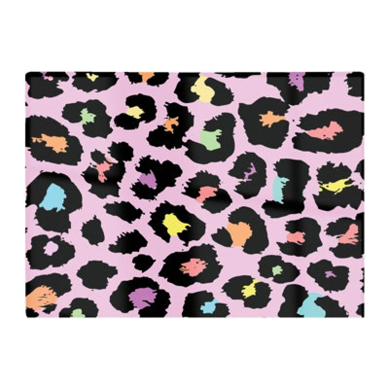 Image of Warren Reed Designer Pink Leopard Print Glass Chopping Board