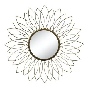 Image of Gold Wire Flower Design Accent Mirror