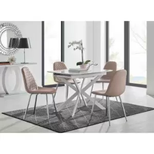 Image of Furniture Box LIRA 100 Extending Dining Table and 4 Cappuccino Corona Silver Leg Chairs