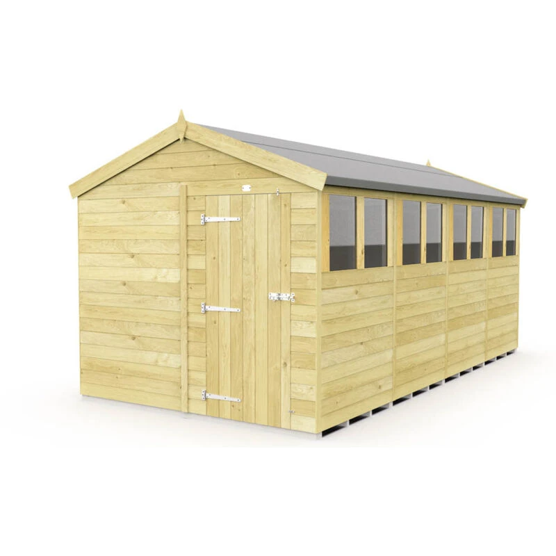 Image of Flat Pack Sheds DIY Sheds 8 x 16 Apex Shed, Brown 8X16AFF