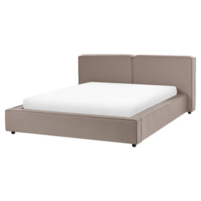 Image of Beliani Bed Fabric Linards 160 X 200 Cm (Eu King Size) Light Brown