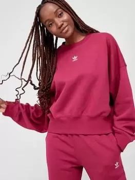 Image of adidas Originals Short Sweatshirt - Burgundy, Size 8, Women