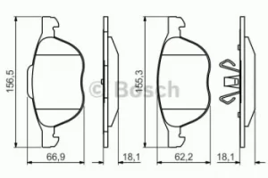Image of Bosch 0986495215 Brake Pad Set Disc Brake Front Axle
