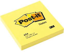 Image of Post-it 76 x 76mm Sticky Notes Pad Feint Ruled Yellow 6 x 100 Sheets