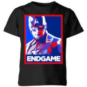 Image of Avengers Endgame Captain America Poster Kids T-Shirt - Black - 3-4 Years