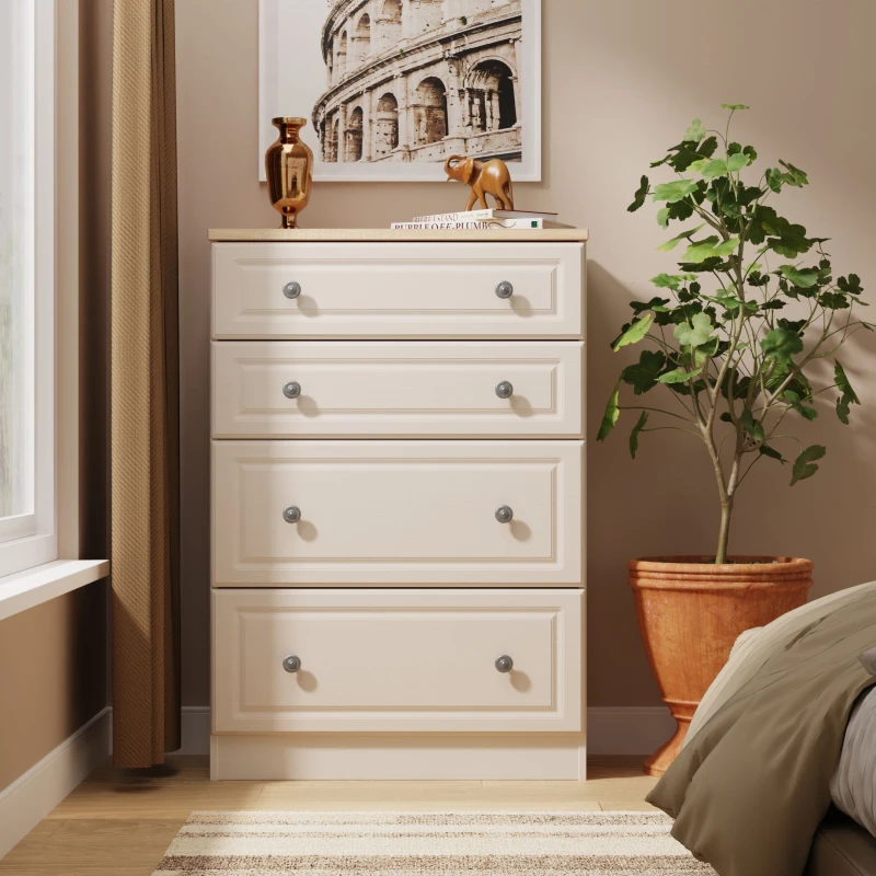 Image of Ready Assembled 2 U Surrey 4 Drawer Deep Chest (Ready Assembled) in Taupe Size: Medium Taupe Unisex Medium