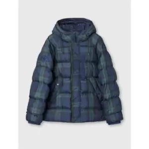 Image of Pretty Green N-3B Check Puffa Jacket - Blue