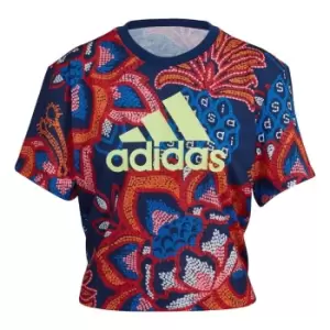 Image of adidas FARM Rio Graphic T-Shirt Womens - Mystery Blue / Hi-Res Yellow
