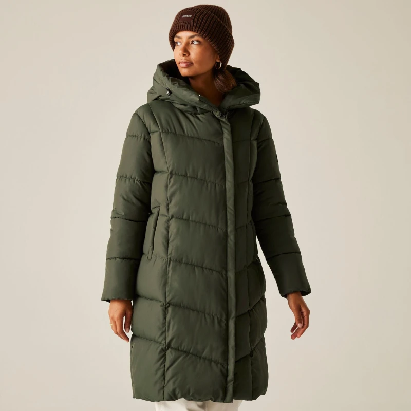 Image of Regatta Womens Nurie Water-Repellent Down Quilted Jacket Dark Khaki female 14