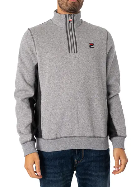 Image of Fila Taylor 1/2 Zip Sweatshirt Grey Marl/Charcoal Marl L