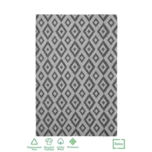 Image of Relay Recycled Cotton Diamond Rug Grey 160X230Cm