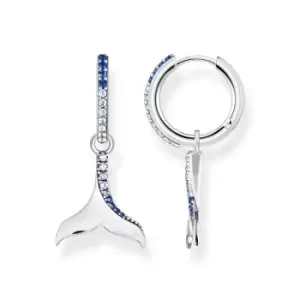 Image of THOMAS SABO Silver Dolphin Tail Fin Hoop Earrings