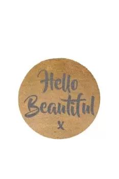 Image of Grey Hello Beautiful Circle Doormat