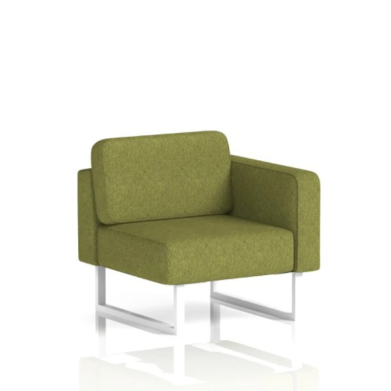 Image of Brixworth Modular Seating Left Unit with White in Rivet Fabric - Olive