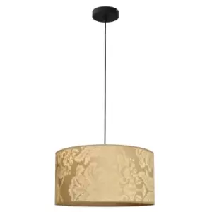 Image of Abba Cylindrical Pendant Ceiling Light Gold, Black 40cm