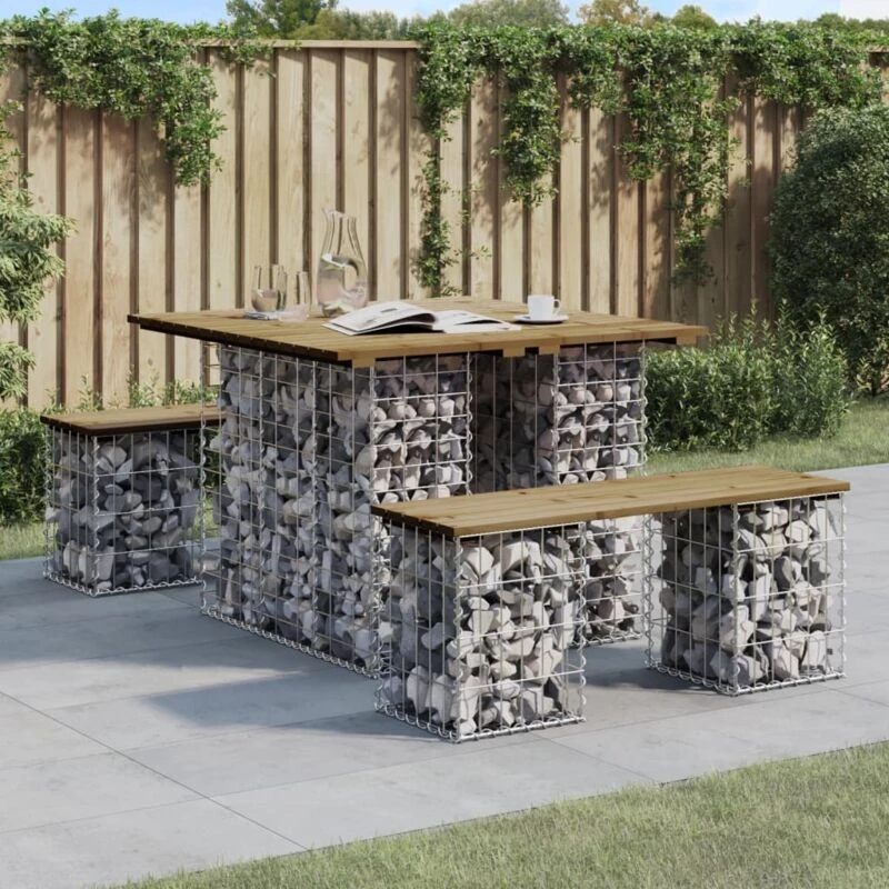 Image of VIDAXL Garden Bench Gabion Design 100x102x72cm Impregnated Wood Pine Vidaxl 8720845446352