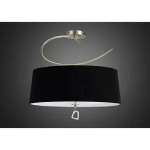 Image of Mara Semi-Flushmount 4 Bulbs E27 Round, Antique Brass with Ivory White Shade