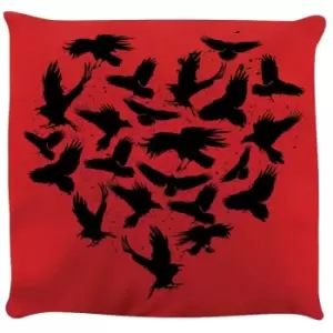 Image of Grindstore Raven Heart Filled Cushion (One Size) (Red/Black) - Red/Black