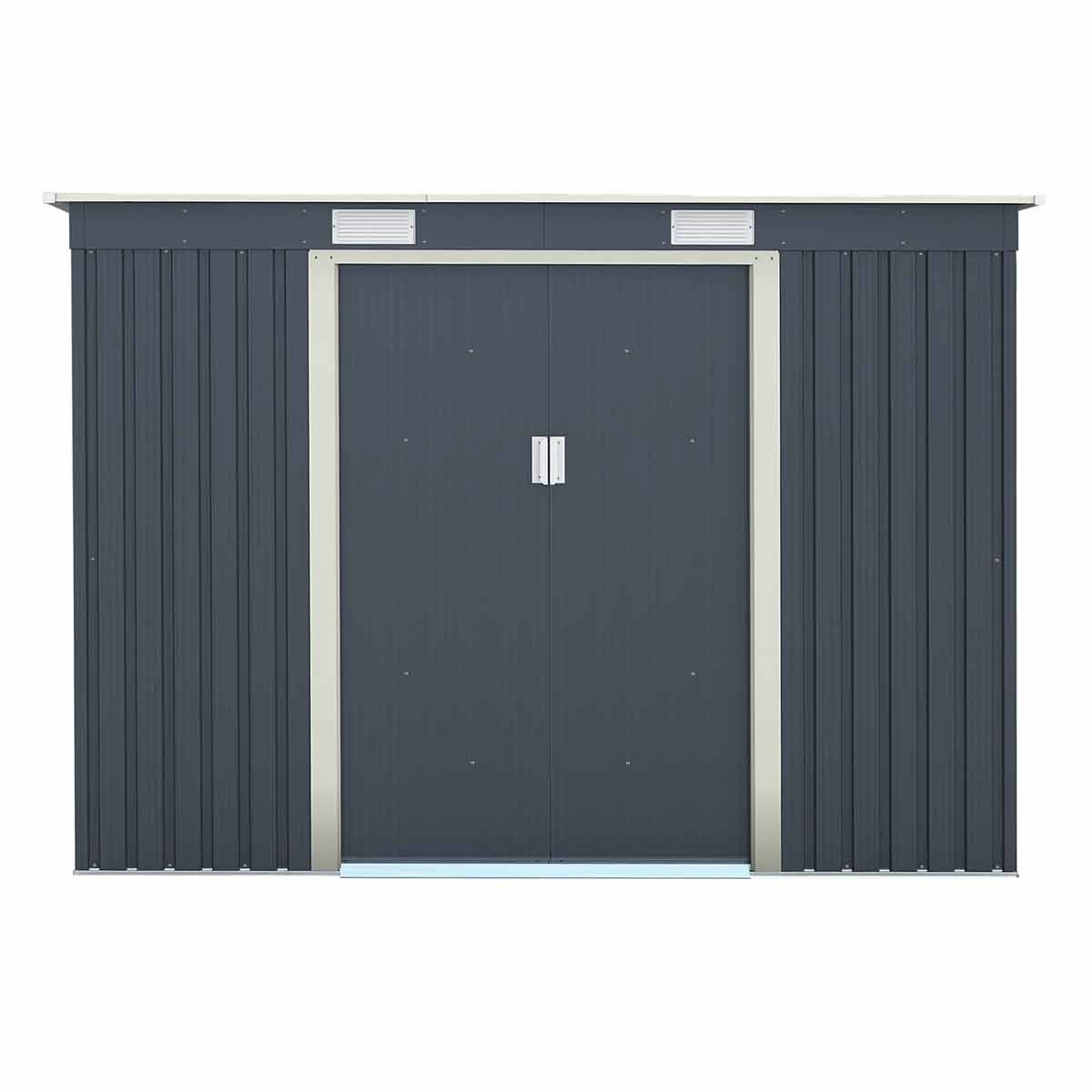Image of Rowlinson Trentvale 8 x 4ft Metal Pent Shed Dark Grey Steel