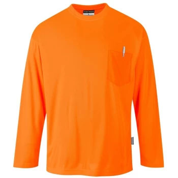 Image of Portwest - S579ORRXXL - sz 2XL Day-Vis Pocket Long Sleeve T-Shirt - Orange