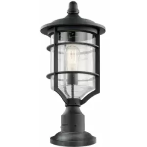 Image of Loops - Outdoor IP44 1 Bulb Wall Ground Pedestal Light Distressed Black LED E27 60W