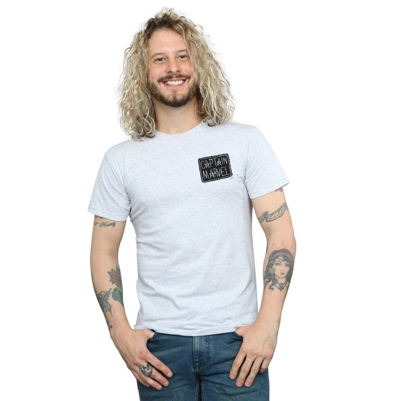 Image of Marvel Marvel Men Captain Breast Patch T-Shirt in Grey Size: Small Grey S Male 5059114215928