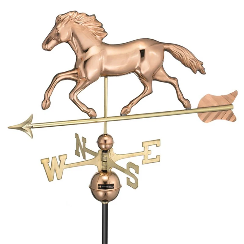 Image of Good Directions Farmhouse Copper Running Horse Weathervane - H87 x W82 x L44cm Copper Unisex
