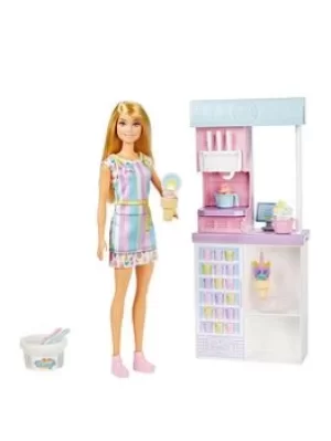 Image of Barbie Ice Cream Shop Doll And Playset With Accessories