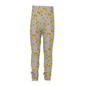 Image of Pokemon Girls Faces Pikachu Leggings (10-11 Years) (Heather Grey/Yellow)