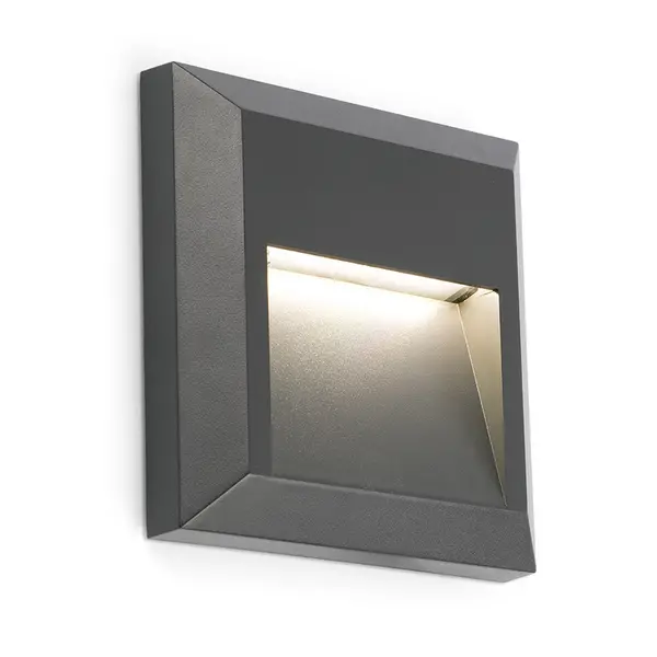 Image of Faro Barcelona Faro Barcelona Grant Square LED Outdoor Wall Light - Dark Grey
