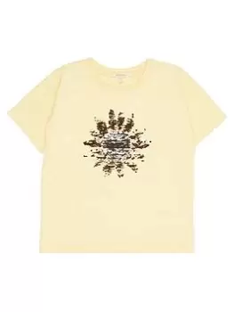 Image of Barbour Girls Emily Reversible Sequin T-Shirt - Yellow, Yellow, Size Age: 10-11 Years, Women