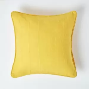 Image of Homescapes - Cotton Rajput Ribbed Sunshine Orange Yellow Cushion Cover, 45 x 45cm - Yellow