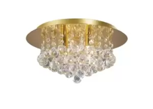 Image of Dahlia Flush Ceiling, 350mm Round, 4 Light G9 Crystal French Gold