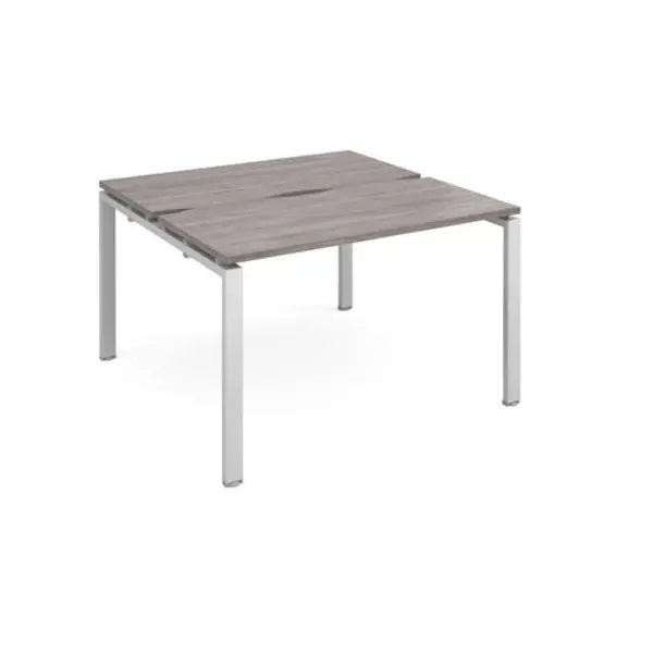 Image of Adapt Adapt sliding top back to back desks 1200mm x 1200mm - silver frame, grey oak top STE1212-S-GO