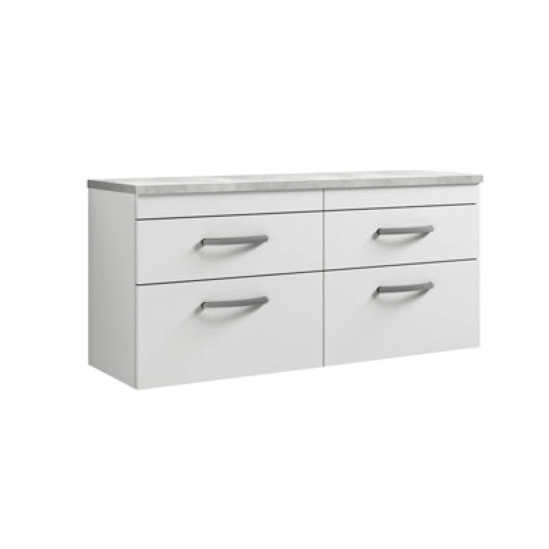 Image of Nuie Athena Wall Hung Vanity Unit With 4 Soft-Close Drawers & Gloss White Laminate Top