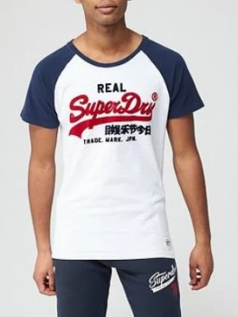 Image of Superdry Vintage Label Duo Raglan T-Shirt - Ice Marl , Ice Marl, Size S, Men