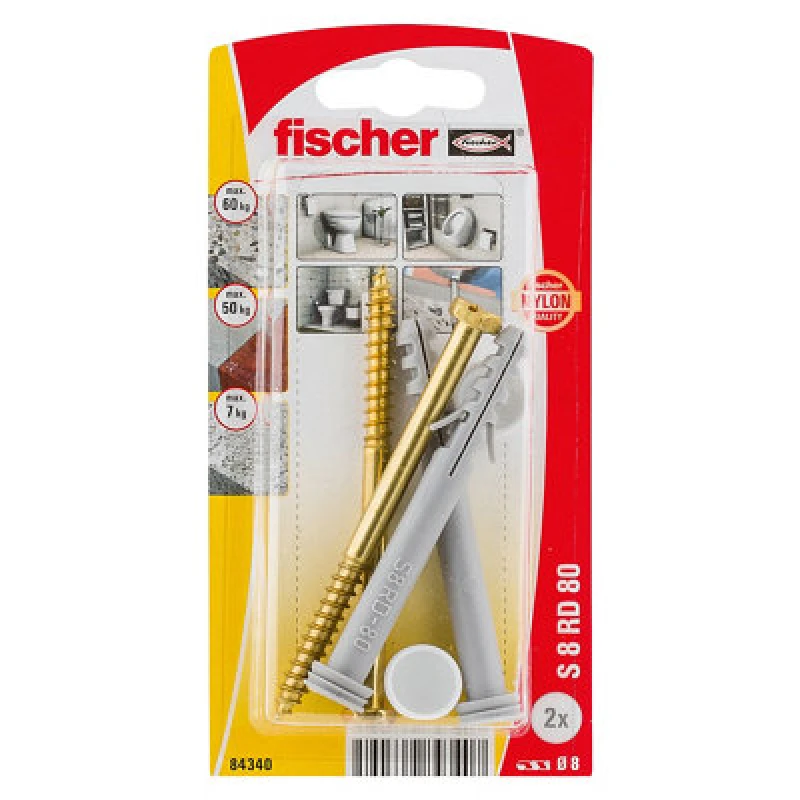 Image of Fischer Fischer 084340 S 8 RD 80 K NV Fittings 80 mm 8mm 1 Set 084340