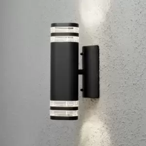 Image of Konstsmide Modena Outdoor Modern Up Down Twin Ring Double Wall Light Black, Transparent, IP44
