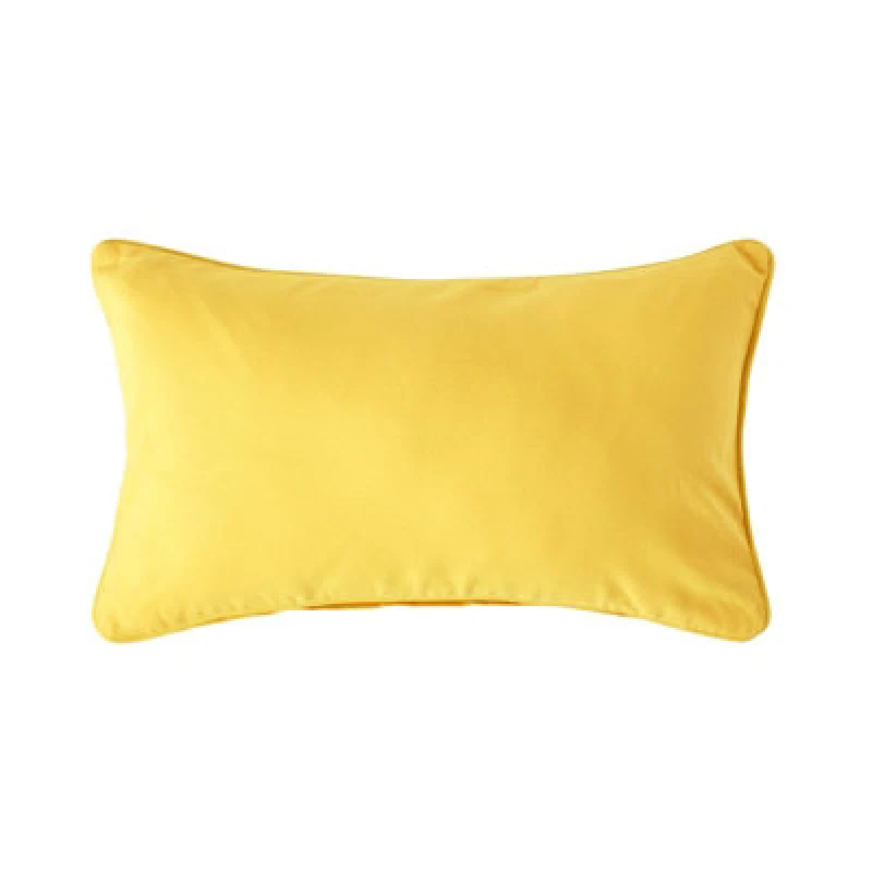 Image of Homescapes Cotton Plain Yellow Rectangular Cushion Cover, 30 X 50 Cm
