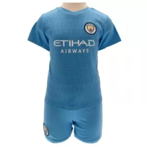 Image of Manchester City FC Baby Crest T-Shirt & Shorts Set (3-6 Months) (Sky Blue/White)